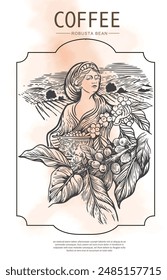 coffee kings label from quality plantation for poster, packaging, design, banner, art print, arabica, robusta, pattern. coffee beans vector image for illustration graphic design.