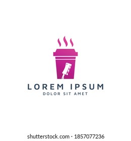 diseño del logotipo del espacio para café y cuchillo negativo