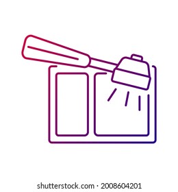 Coffee knock box outline icon. Container for dumping processed ground. Purple gradient symbol. Isolated vector stock illustration