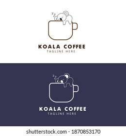 
Coffee koala logo lying on top of the mug. vector