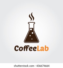 Coffee Lab Logo Template. Laboratory with coffee design concept. 