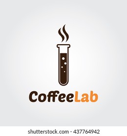 Coffee Lab Logo Template. Laboratory with coffee design concept. 