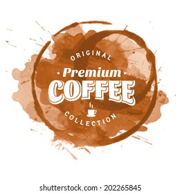 coffee label for cafe in blotch brown classic texture coffee abstraction scene splash cafe space mark splashing contract shadow old-fashioned mug curve banner form tan drop letterhead deal partnership
