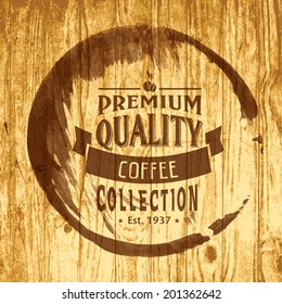 coffee label for cafe in blotch on wood texture brown classic scenery texture coffee conceptual background scene swirl earth timber cafe space old mark elderly ripple wooden business vista table silho