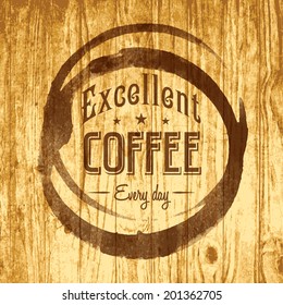 coffee label for cafe in blotch on wood texture brown classic earth texture coffee conceptual background scene swirl wood cafe space old mark senior splashes wooden partnership panorama table contour