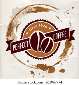 coffee label for cafe in blotch on paper texture tan classical texture coffee abstract background scene ripple cafe space old mark senior contract table silhouette vintage material teacup curve surfac