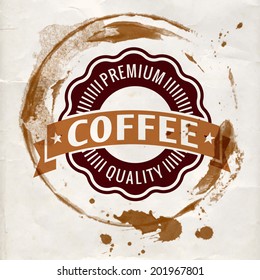 coffee label for cafe in blotch on paper texture brown classic texture coffee abstract scene wash cafe space mature mark older splatter contract table contour antique material teacup twist banner form