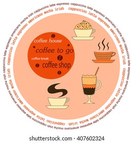 Coffee label for cafe isolated on white background