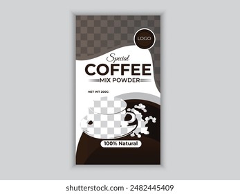 Coffee label design template. Editable text label coffee design. Vector illustration.