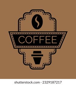 Coffee label. Design template emblem, logo, signboard, banner for cafe, coffee shop, coffee shop. Vector isolated illustration.