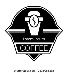 Coffee label. Design template emblem, logo, signboard, banner for cafe, coffee shop, coffee shop. Vector isolated illustration.