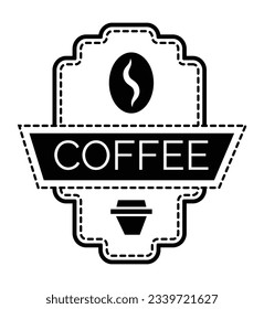 Coffee label. Design template emblem, logo, signboard, banner for cafe, coffee shop, coffee shop. Vector isolated illustration.