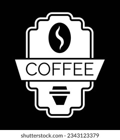 Coffee label. Design template emblem, logo, signboard, banner for cafe, coffee shop, coffee shop. Vector isolated illustration.