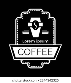 Coffee label. Design template emblem, logo, signboard, banner for cafe, coffee shop, coffee shop. Vector isolated illustration.