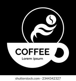 Coffee label. Design template emblem, logo, signboard, banner for cafe, coffee shop, coffee shop. Vector isolated illustration.