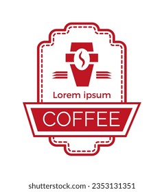 Coffee label. Design template emblem, logo, signboard, banner for cafe, coffee shop, coffee shop. Vector isolated illustration.