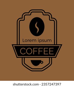 Coffee label. Design template emblem, logo, signboard, banner for cafe, coffee shop, coffee shop. Vector isolated illustration.