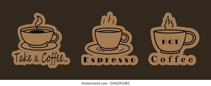 Coffee Label Design Vector EPS on Dark Background for Cafes and Shops