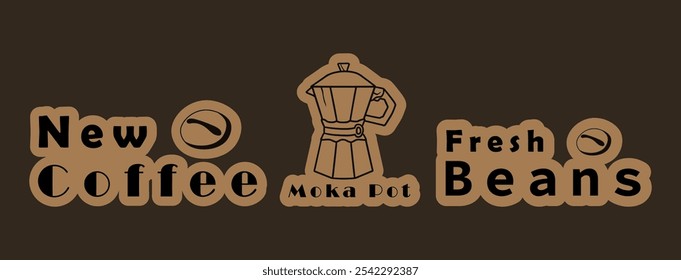 Coffee Label Design Vector EPS on Dark Background for Cafes and Shops