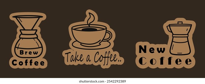 Coffee Label Design Vector EPS on Dark Background for Cafes and Shops