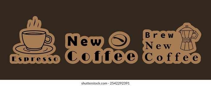 Coffee Label Design Vector EPS on Dark Background for Cafes and Shops