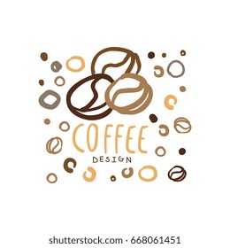 Coffee label, hand drawn vector Illustration
