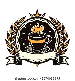 Coffee label icon in vintage style