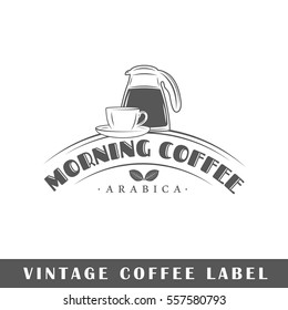 Coffee label isolated on white background. Design element. Template for logo, signage, branding design. Vector illustration