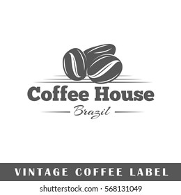 Coffee label isolated on white background. Design element. Template for logo, signage, branding design. Vector illustration