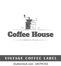 Coffee label isolated on white background. Design element. Template for logo, signage, branding design. Vector illustration