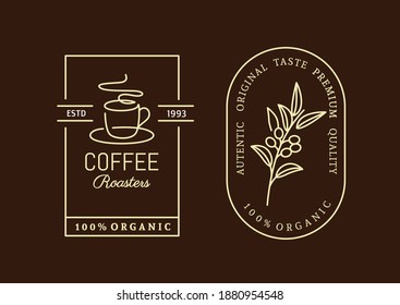 coffee label on dark background in neon style
