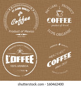 coffee label on sacking