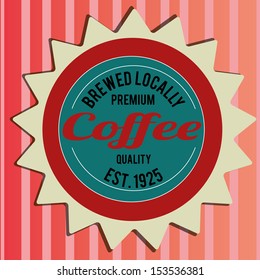 coffee label on special red lines background