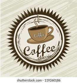 coffee label over grunge background. vector illustration