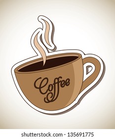 Coffee label over old background vector illustration