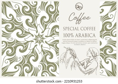 coffee label packaging of coffee farm. coffee packaging vintage premium.