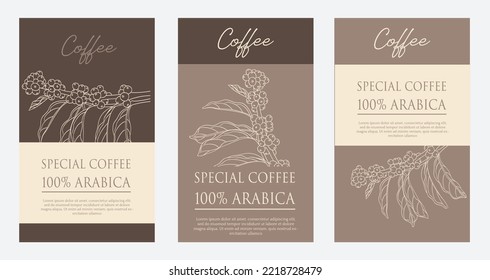 coffee label packaging of ink drawing line vintage. banner coffee for promotion print. coffee poster vintage. label sticker of coffee packaging