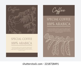 coffee label packaging of ink drawing line vintage. banner coffee for promotion print. coffee poster vintage. label sticker of coffee packaging
