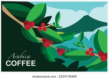 coffee label packaging of vector illustration full colour for banner, card, poster, advertising, background, brochure, art print