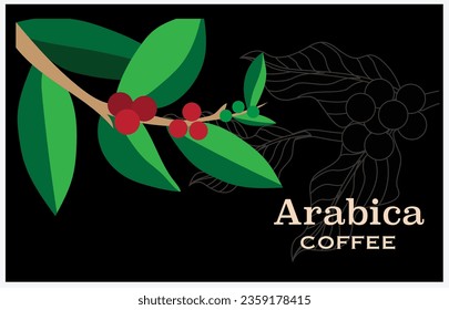 coffee label packaging of vector illustration full colour for banner, card, poster, advertising, background, brochure, art print