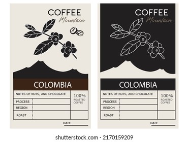 coffee label sticker with illustration. coffee packaging design witn illustration