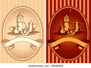 coffee label with a still life in the old graphic style