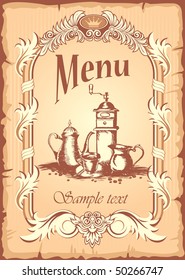 coffee label with a still life in the old graphic style