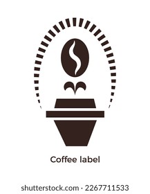 Coffee label. Vector icon template for emblem, signboard of coffee shop, cafe, coffee trade mark.