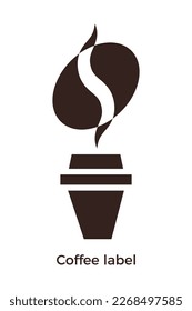 Coffee label. Vector icon template for emblem, signboard of coffee shop, cafe, coffee trade mark.