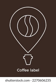 Coffee label. Vector icon template for emblem, signboard of coffee shop, cafe, coffee trade mark.