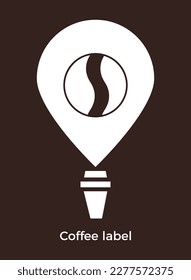 Coffee label. Vector icon template for emblem, signboard of coffee shop, cafe, coffee trade mark.
