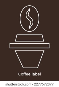 Coffee label. Vector icon template for emblem, signboard of coffee shop, cafe, coffee trade mark.
