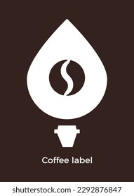 Coffee label. Vector icon template for emblem, signboard of coffee shop, cafe, coffee trade mark.