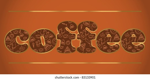 coffee label - the word "coffee" on a brown background
